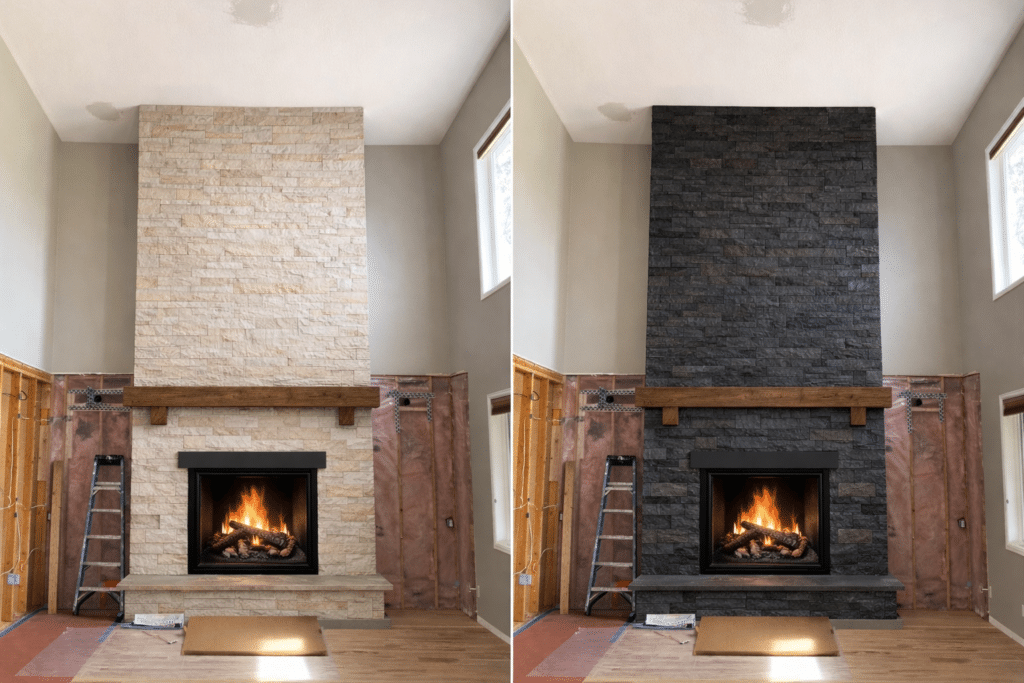 Homeowner reviewing fireplace permit paperwork before starting a DIY fireplace build Homeowner reviewing fireplace permit paperwork before starting a DIY fireplace build